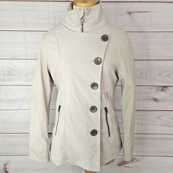 PrAna Martina Button Down Pea Coat in Ivory Sand Size Medium - Picture 3 of 15